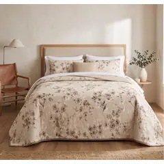 GENERICO - Cubrecama Quilt 2 Plazas Floral Algarve Beige 09365-099
