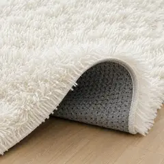ARMONIA - Alfombra Shaggy Pelo Medio Blanca Antideslizante 180x200 Elegante