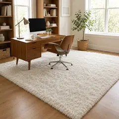 ARMONIA - Alfombra Shaggy Pelo Medio Blanca Antideslizante Modelo 180x200