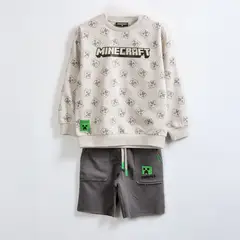 MINECRAFT - Conjunto Niño Corto Beige