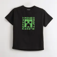 MINECRAFT - Polera Manga Corta Niño Creeper Negro