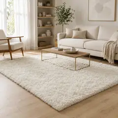 ARMONIA - Alfombra Shaggy Pelo Medio Blanca Antideslizante 180x200