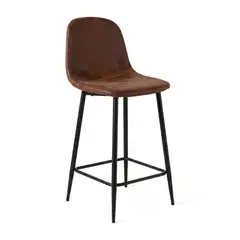 VENHOOUSE - Silla Piso Bar Taburete Respaldo Gamuza Metal Alta Cocina Spoon Marrón