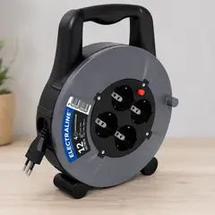 ELECTRALINE - Carrete Alargador 4 Tomas 12m 2200W Negro