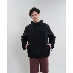 POLEMIC - Cortavientos hombre con gorro Negro
