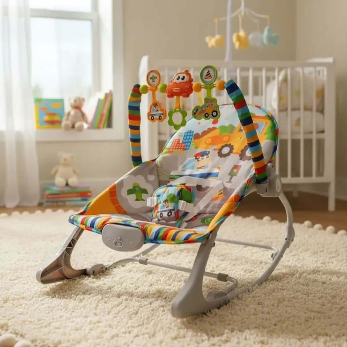 HUANGER - Silla Mecedora Con Vibración Y Melodía Bebe Gris Huanger
