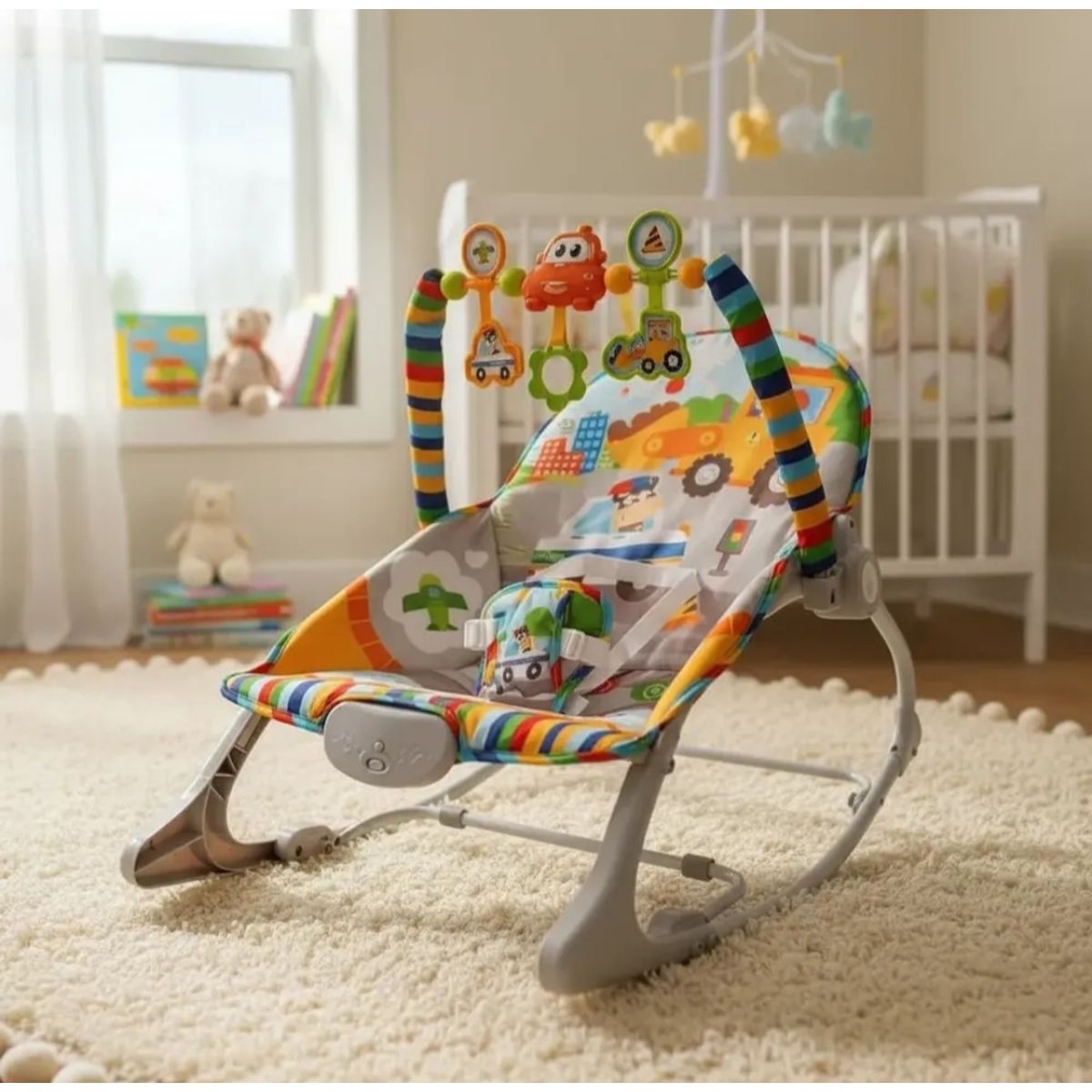 HUANGER - Silla Mecedora Con Vibración Y Melodía Bebe Gris Huanger