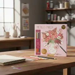 DIE SPIEGELBURG - Bloc rosado con 48 paginas y lapices metalicos de la linea Gloria del Jardín - Tiempo Creativo