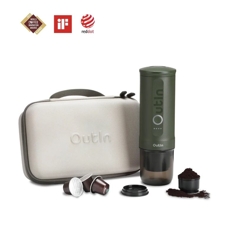 Set Cafetera Espresso Portatil Nano Verde Bosque