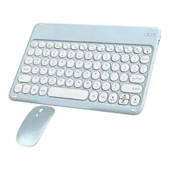 GENERICO - Kit Teclado Inalambrico Recargable Y Mouse Bluetooth Mini Celeste