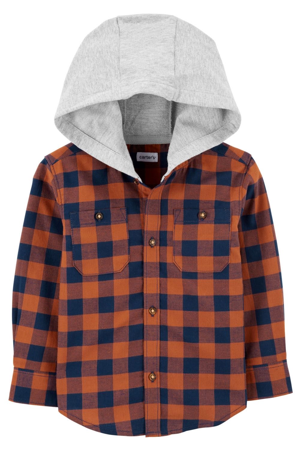 CARTER'S - Camisa Algodón A Cuadros Con Capucha  Niño