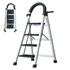GENERICO - Escalera Plegable 4 Escalones Antideslizante Segura