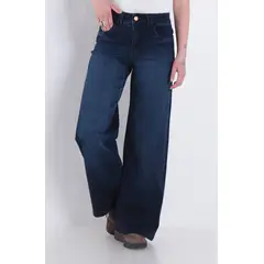WADOS - JEANS MUJER WIDE TIRO ALTO PRETINA BASICA UN BOTON