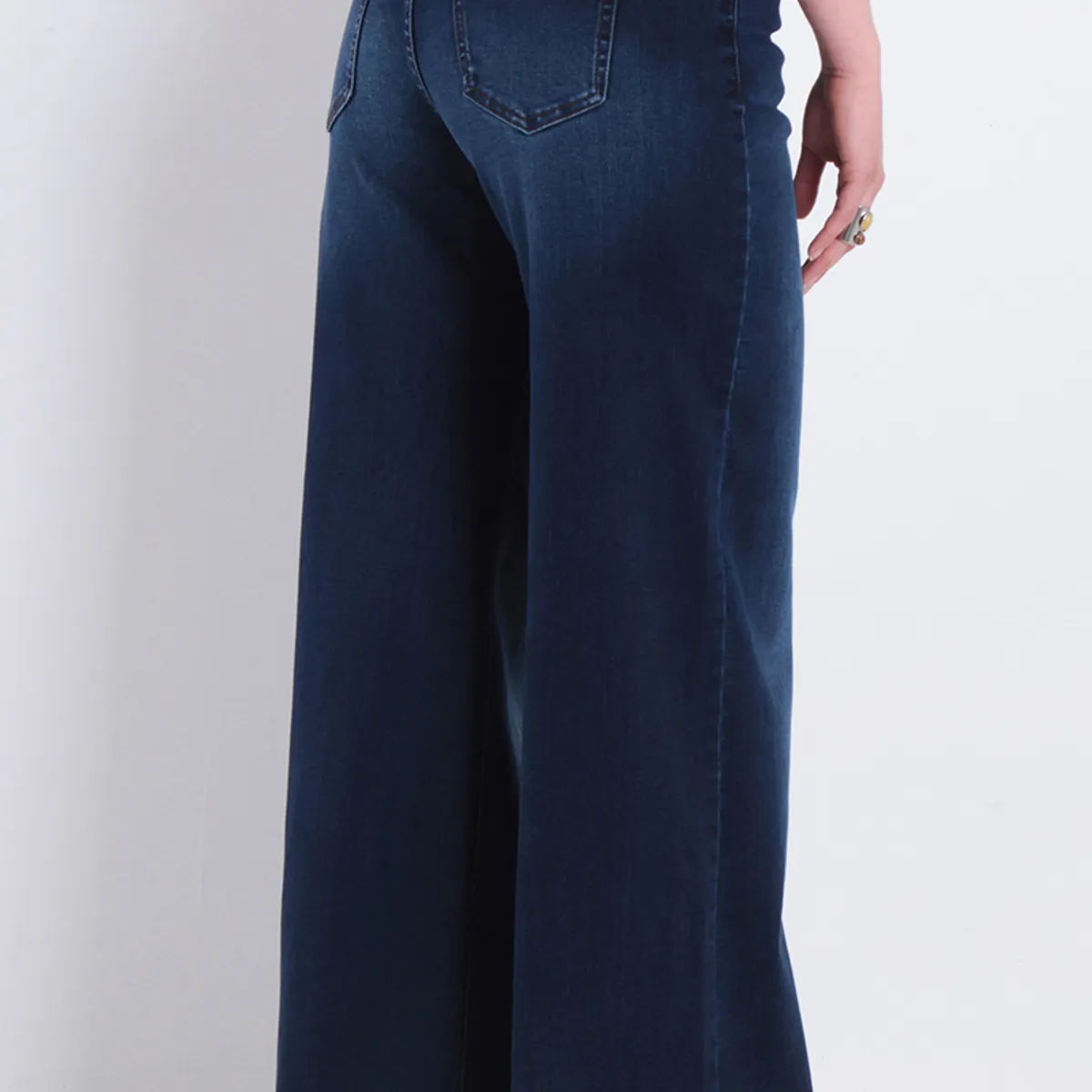 WADOS - JEANS MUJER WIDE TIRO ALTO PRETINA BASICA UN BOTON