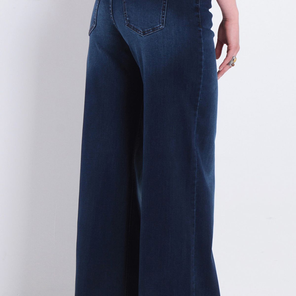 WADOS - JEANS MUJER WIDE TIRO ALTO PRETINA BASICA UN BOTON