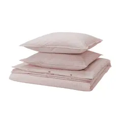 IKEA - SOLFIBBLA Funda plumón con 2 fundas almohada, blanco rojo/raya, 240x220/50x60 cm