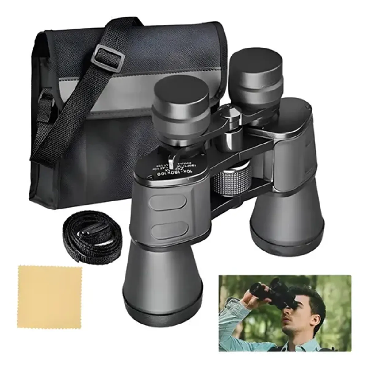 NORPLAT - Binoculares Profesionales Norplat 10x-180x100 Estuche Correa Negro
