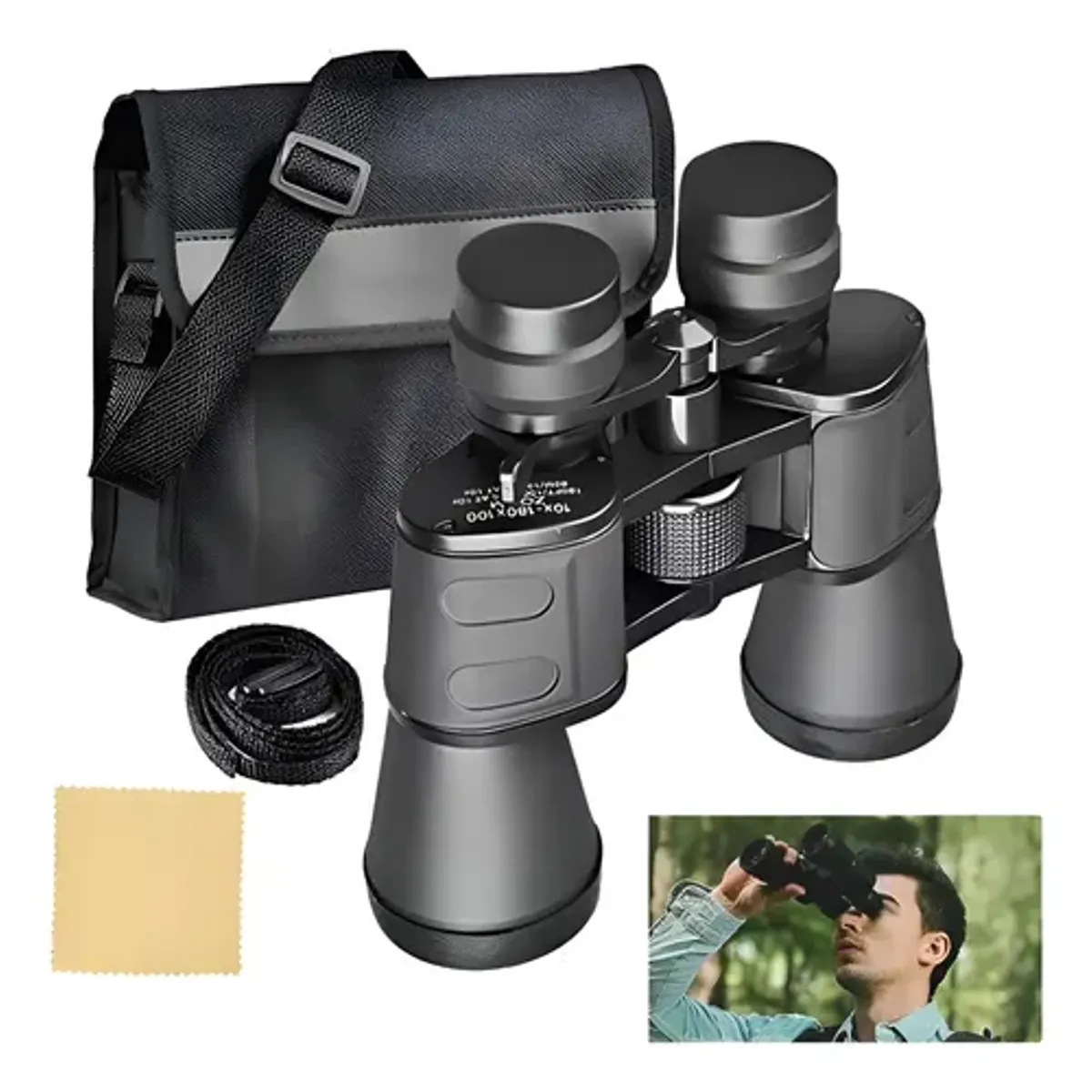 NORPLAT - Binoculares Profesionales Norplat 10x-180x100 Estuche Correa Negro