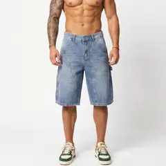 D'JOE - Short Bermuda Denim Brillos Relaxed Fit Hombre Diamond