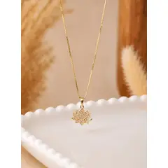 GENERICO - Collar flor de loto sagrado baño de oro 18k mujer