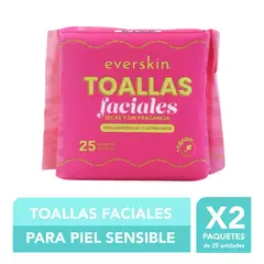EVERSKIN - Pack 2 Toallas Faciales 25 Unidades