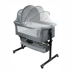 KIDSCOOL - Cuna Colecho Plegable Con mosquitero y Canasto Khaki