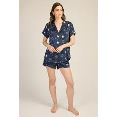 BARBIZON - PIJAMA MUJER ROMA SH AZUL ESTAMPADO