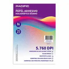 PACIFIC COLOR - Papel adhesivo holográfico sésamo 20 unidades