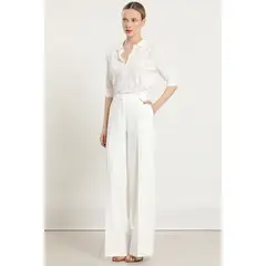LIOLA - Pantalon ancho con cadena, crudo