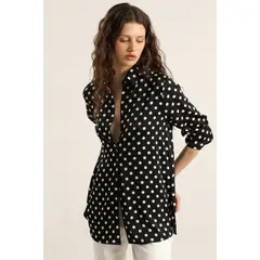 LIOLA - Blusa lunares larga, negro