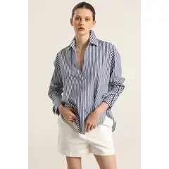 LIOLA - Blusa poplin, rayas, azul
