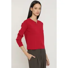 LIOLA - Cardigan punto, boton fantasia, guinda