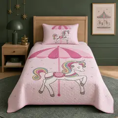 ARMONIA - Quilt 1.5 Plazas Diseño Corazones con Funda 903