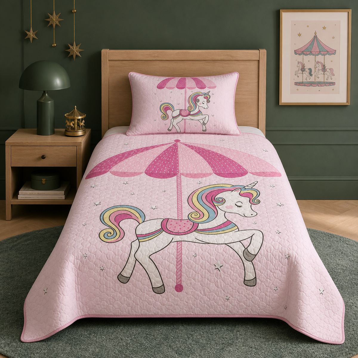 ARMONIA - Quilt Infantil 1.0- 1.5 Plazas + Funda Diseño Unicornio 904