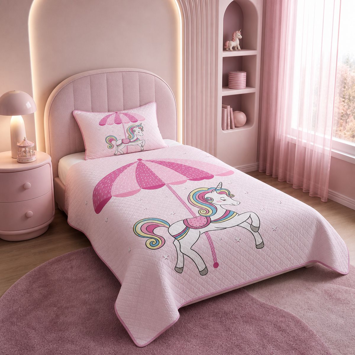ARMONIA - Quilt Infantil 1.0- 1.5 Plazas + Funda Diseño Unicornio 904