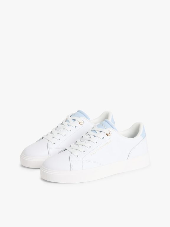 Zapatillas De Cuero Con Logo Metalizado Blanco