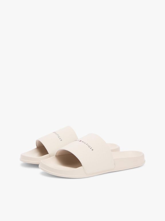 Sandalias Texturizadas Con Logo Beige