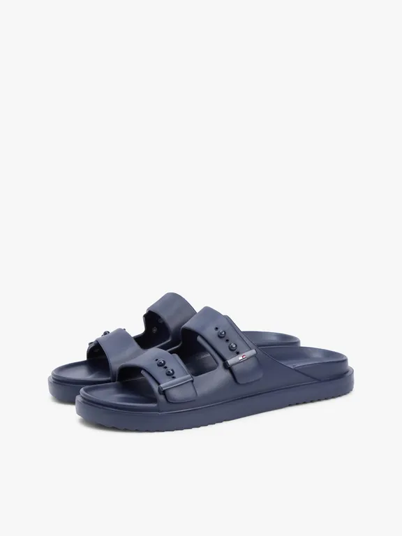 Sandalias Con Hebillas Y Suela Dentada Azul