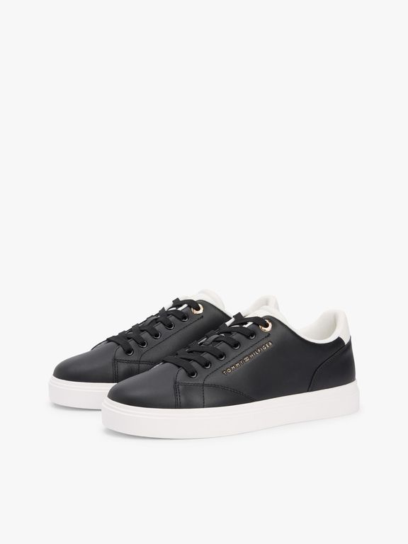 Zapatillas De Cuero Con Logo Metalizado Negro