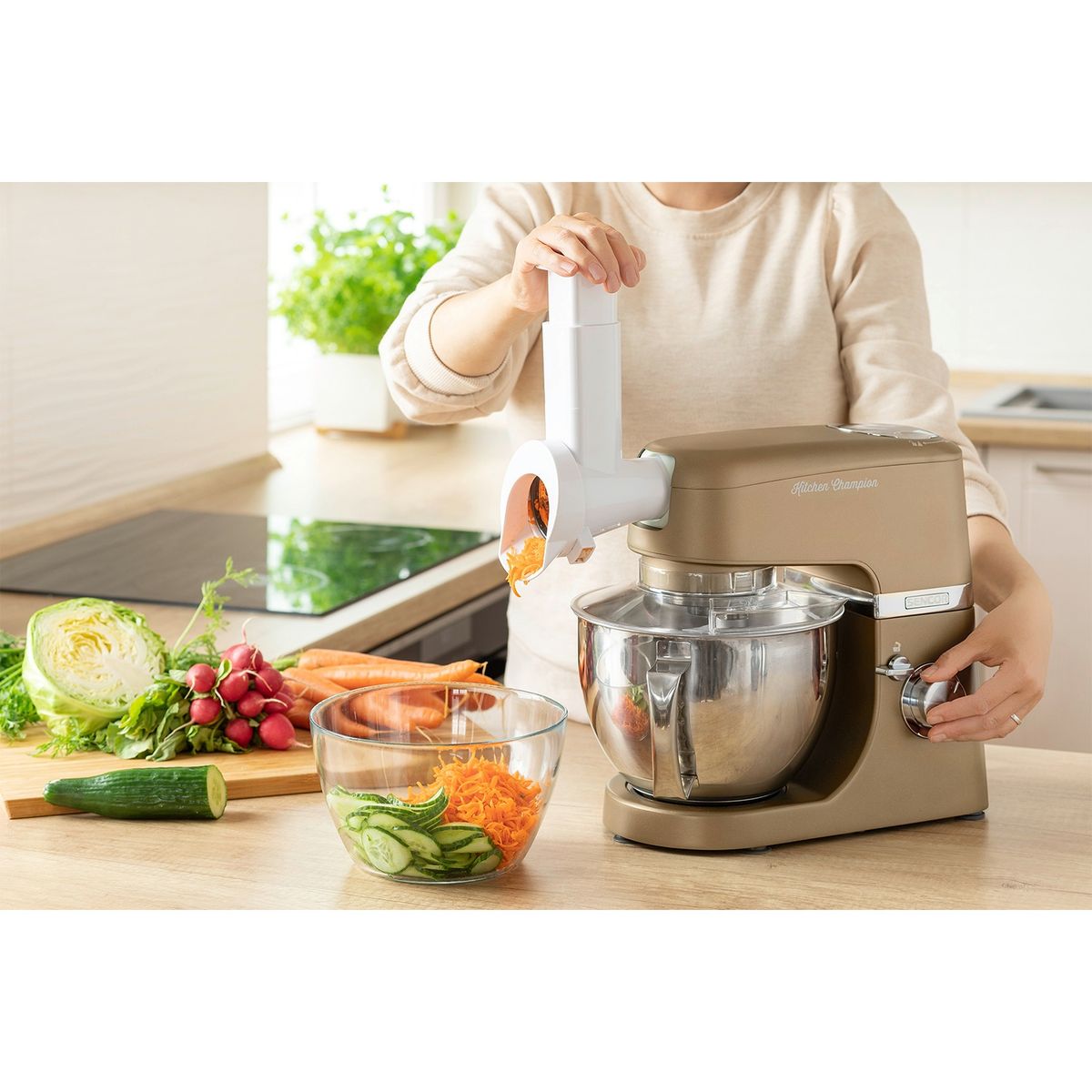 SENCOR - Batidora Pedestal Sencor Full Metal Champagne + Rallador Stm6377Ch