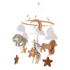 KIDSCOOL - Móvil De Cuna Para Bebé Didáctico De Fieltro y Madera Safari