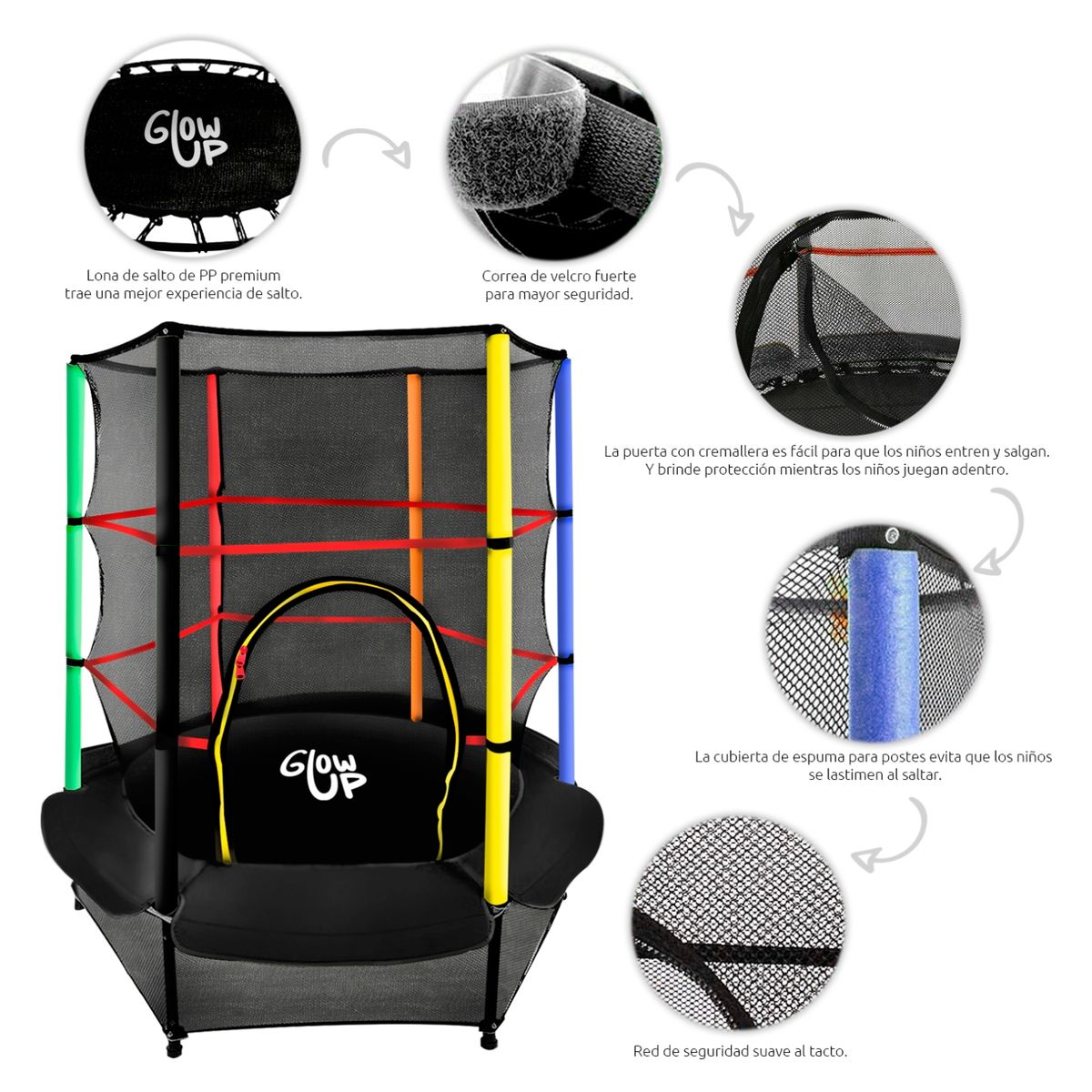 GLOWUP - Cama Elástica más Malla 4 5 Ft Glowup