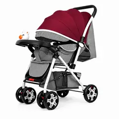 EVERSO - Coche Bebé Reversible Plegabe Ajustable Con Capota Y Bandeja NEGRO