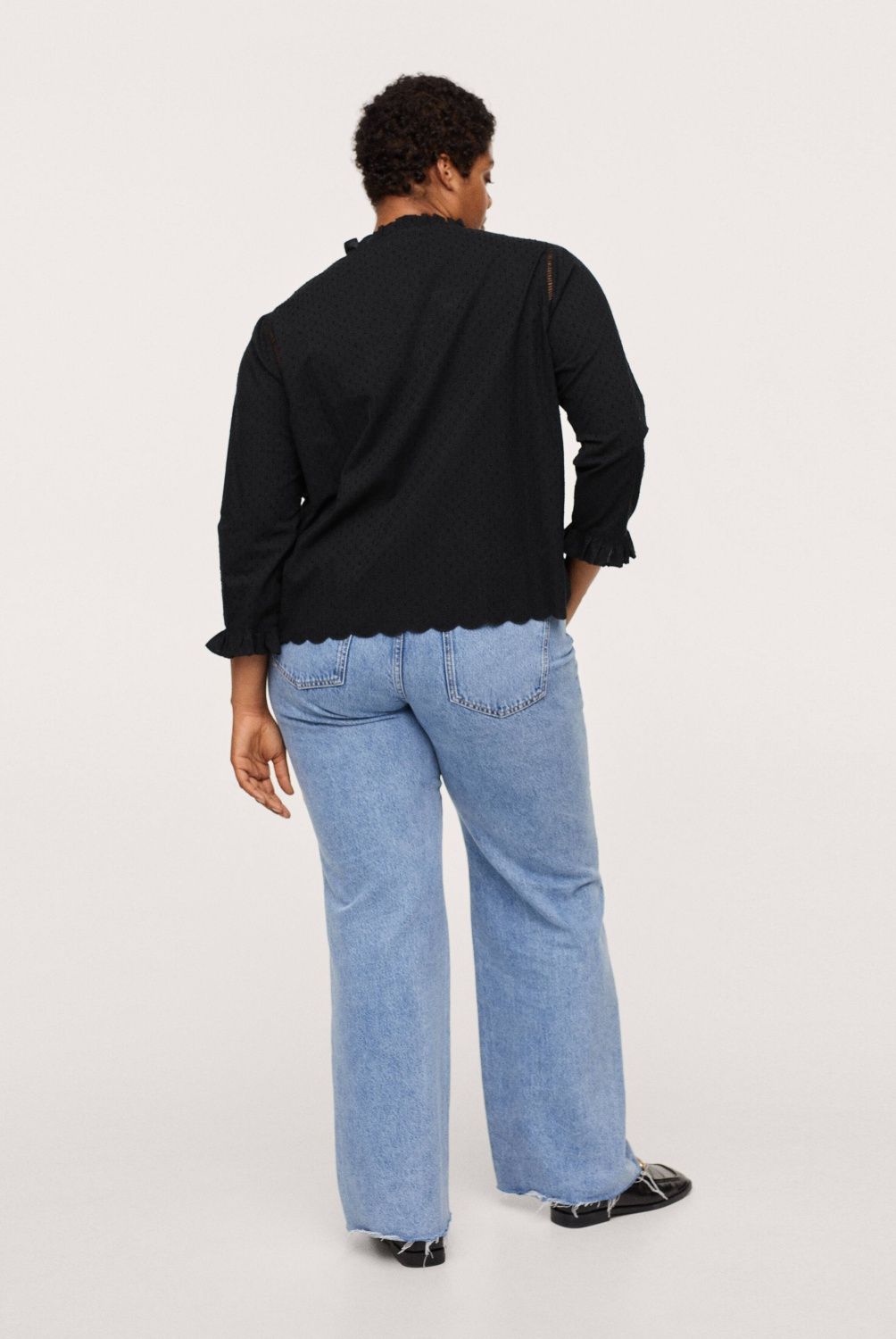 MANGO - Blusa Algodón Plumeti Bolitas Mujer