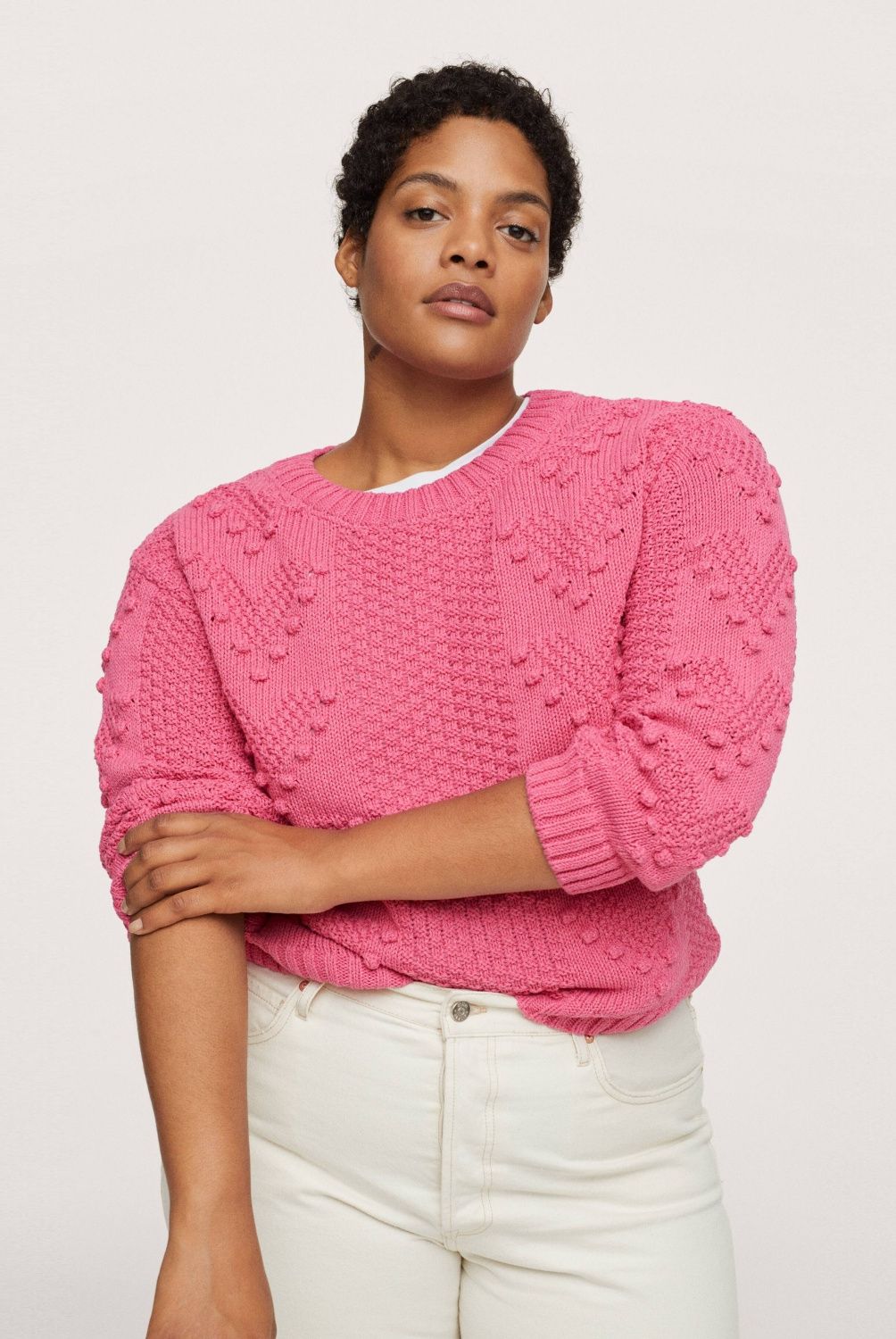 MANGO - Sweater Punto Textura Bodoque Mujer