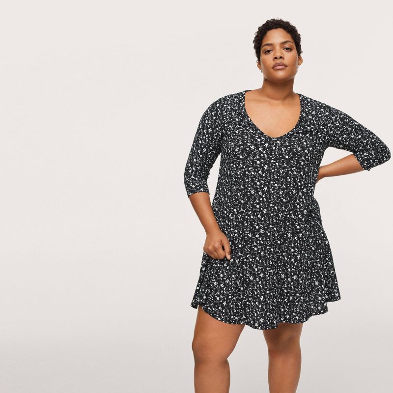 MANGO - Vestido Estampado Floral Flor Mujer