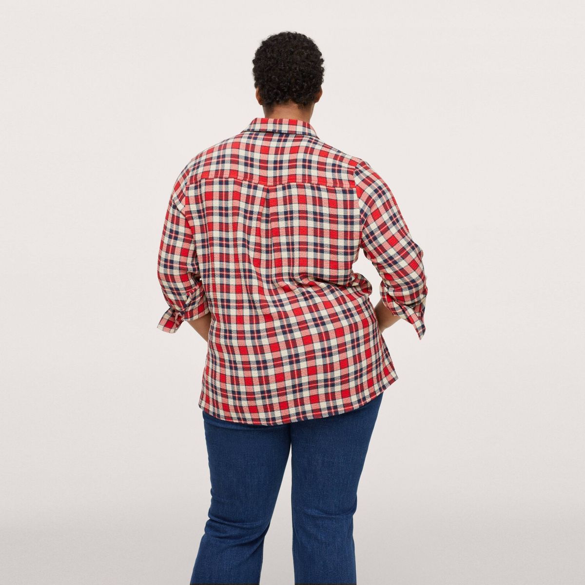 MANGO - Blusa Cuadros Bolsillos Rojo Mujer