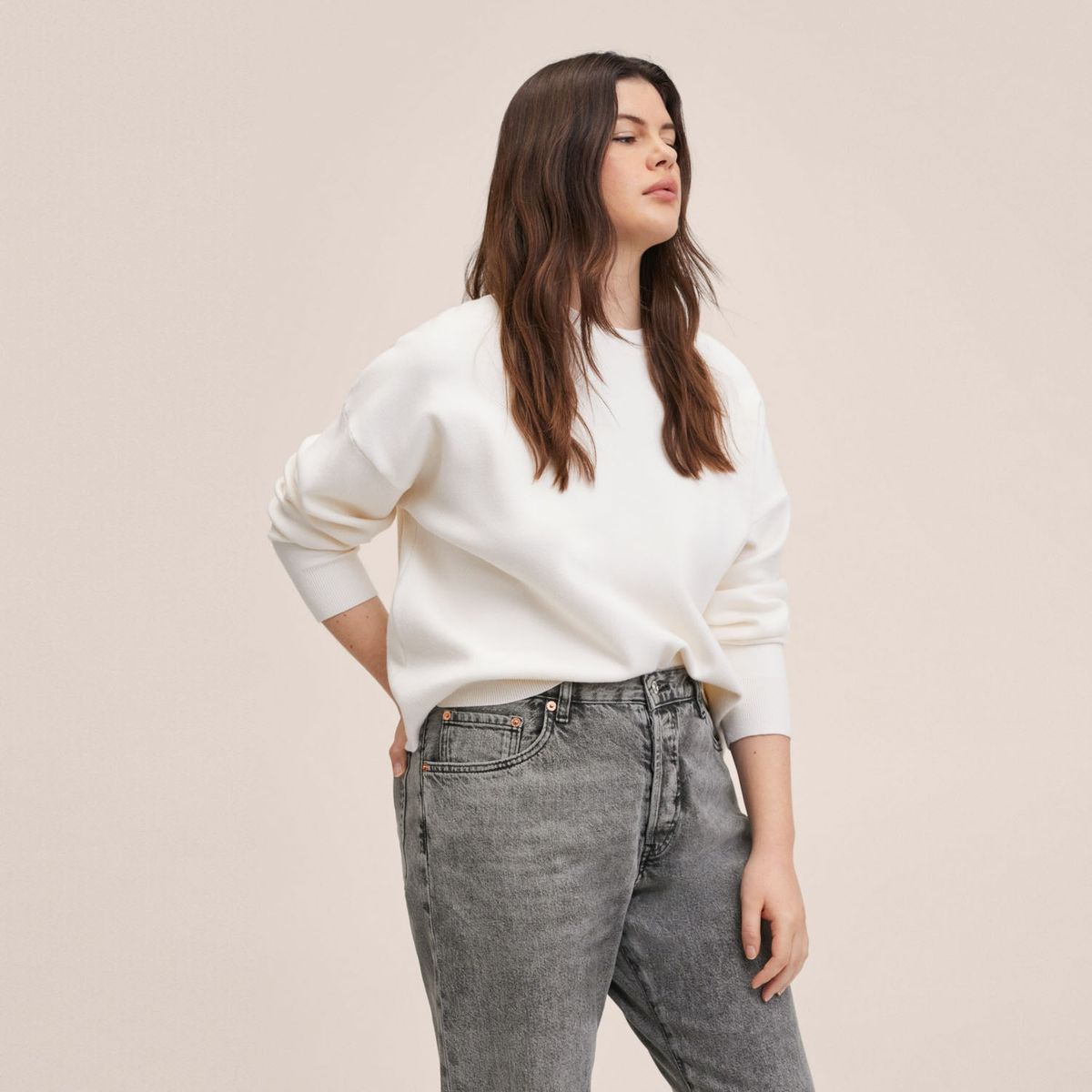 MANGO - Jeans Recto Havana Tiro Alto Mango