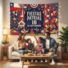 GENERICO - TELON FIESTAS PATRIAS 200X250 AZUL FIESTA PATRIA CHILE ALS
