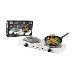 GENERICO - Cocina Eléctrica RAF R.8020B Doble Hornilla 2000W - Portátil